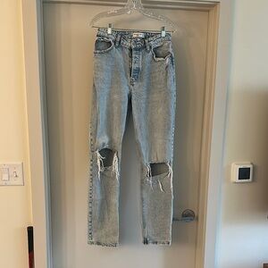 A&F “The Dad” High Rise Distressed Light Blue Jeans